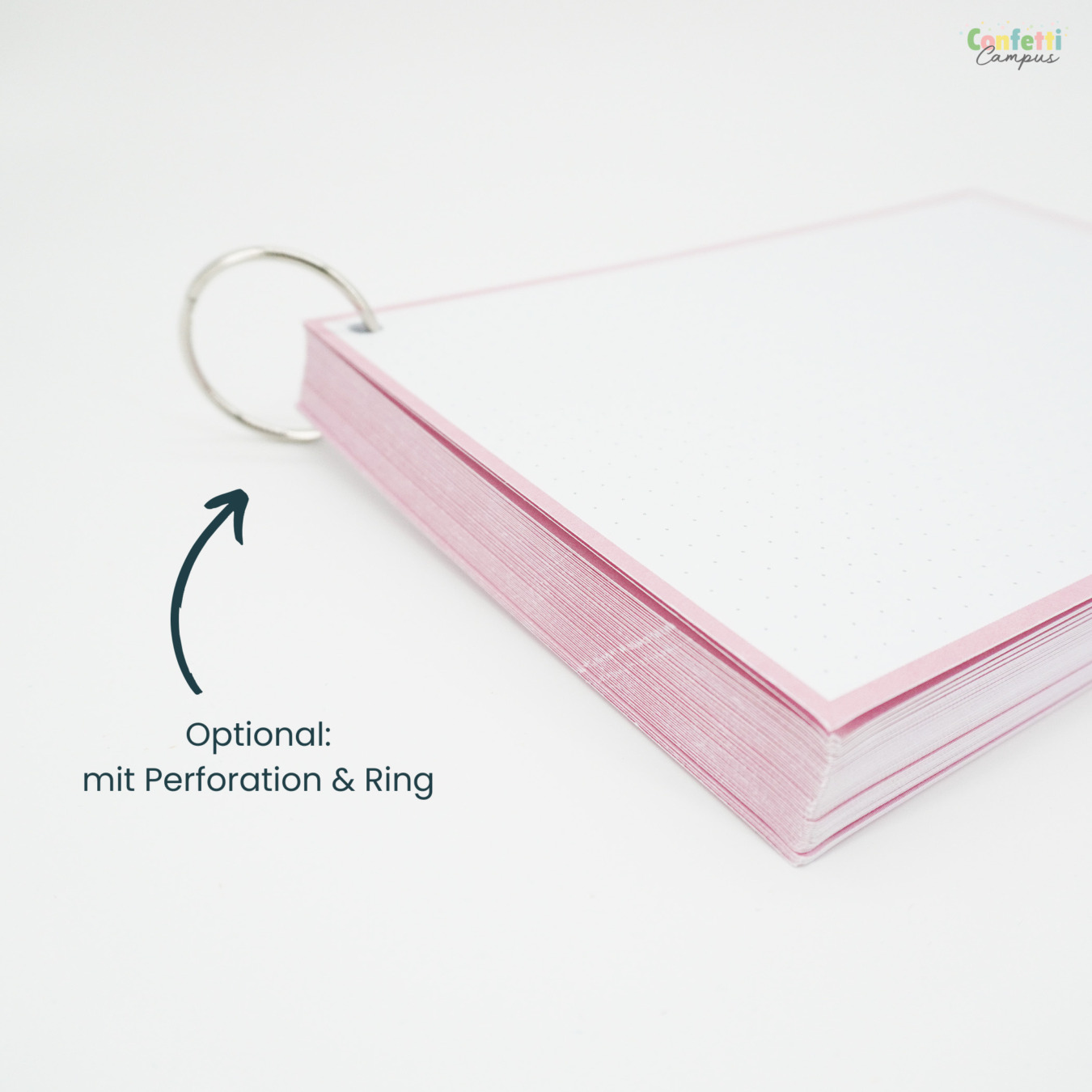 Leitner Flashcards Karteikarten A5 Pastell Rosa Dotted mit ring