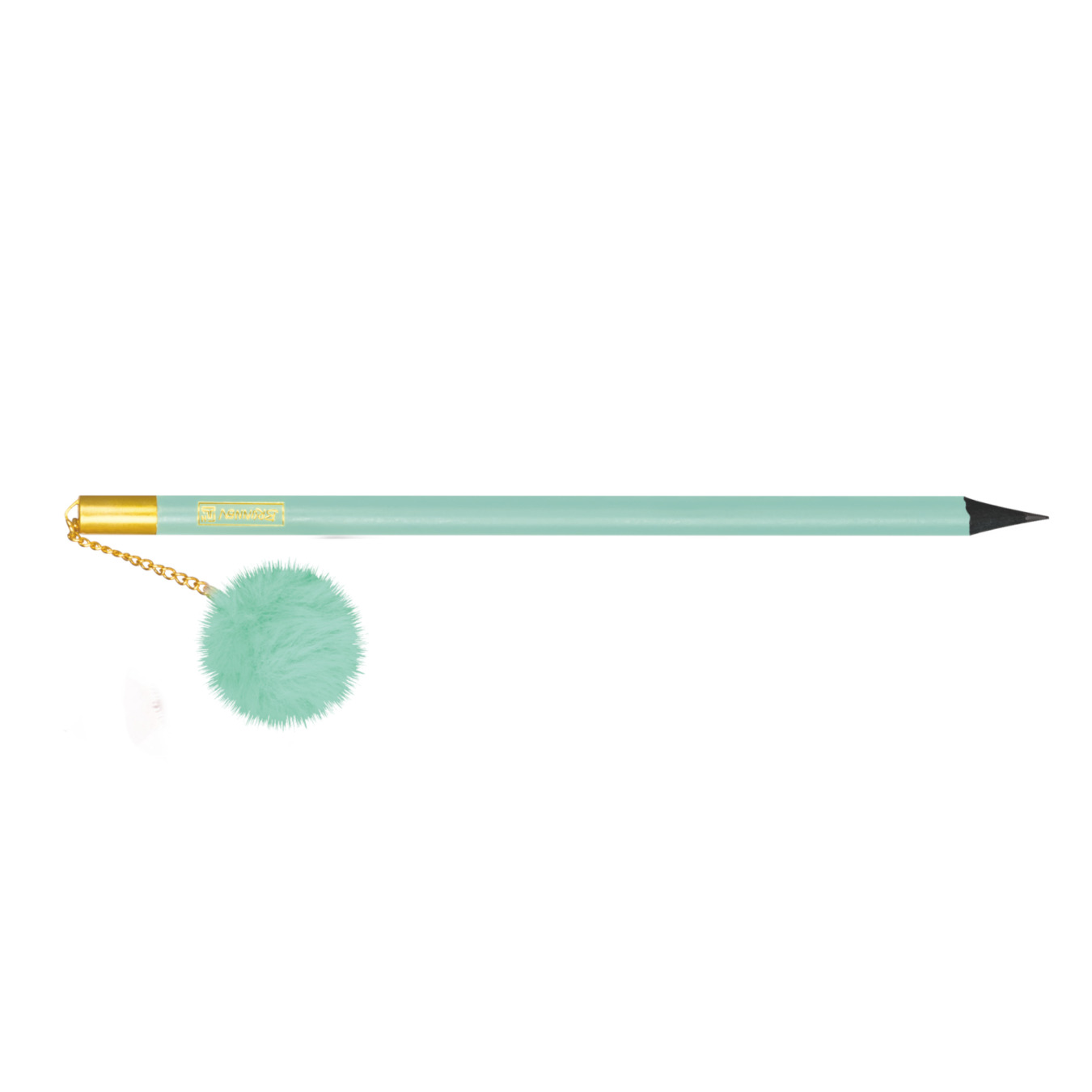 BRUNNEN schwarzer Bleistift mit Mint Bommel