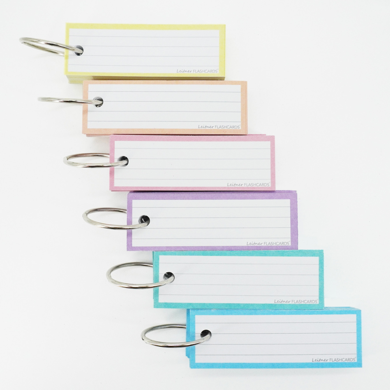 300 Leitner Flashcards Karteikarten Set mit 6 Päckchen Vokabelkarten Pastell