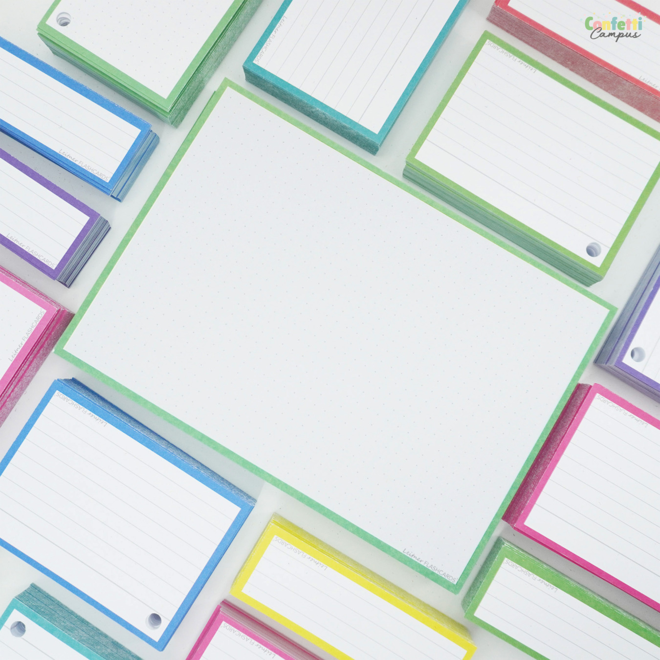 Leitner Flashcards Karteikarten A5 Grün Dotted