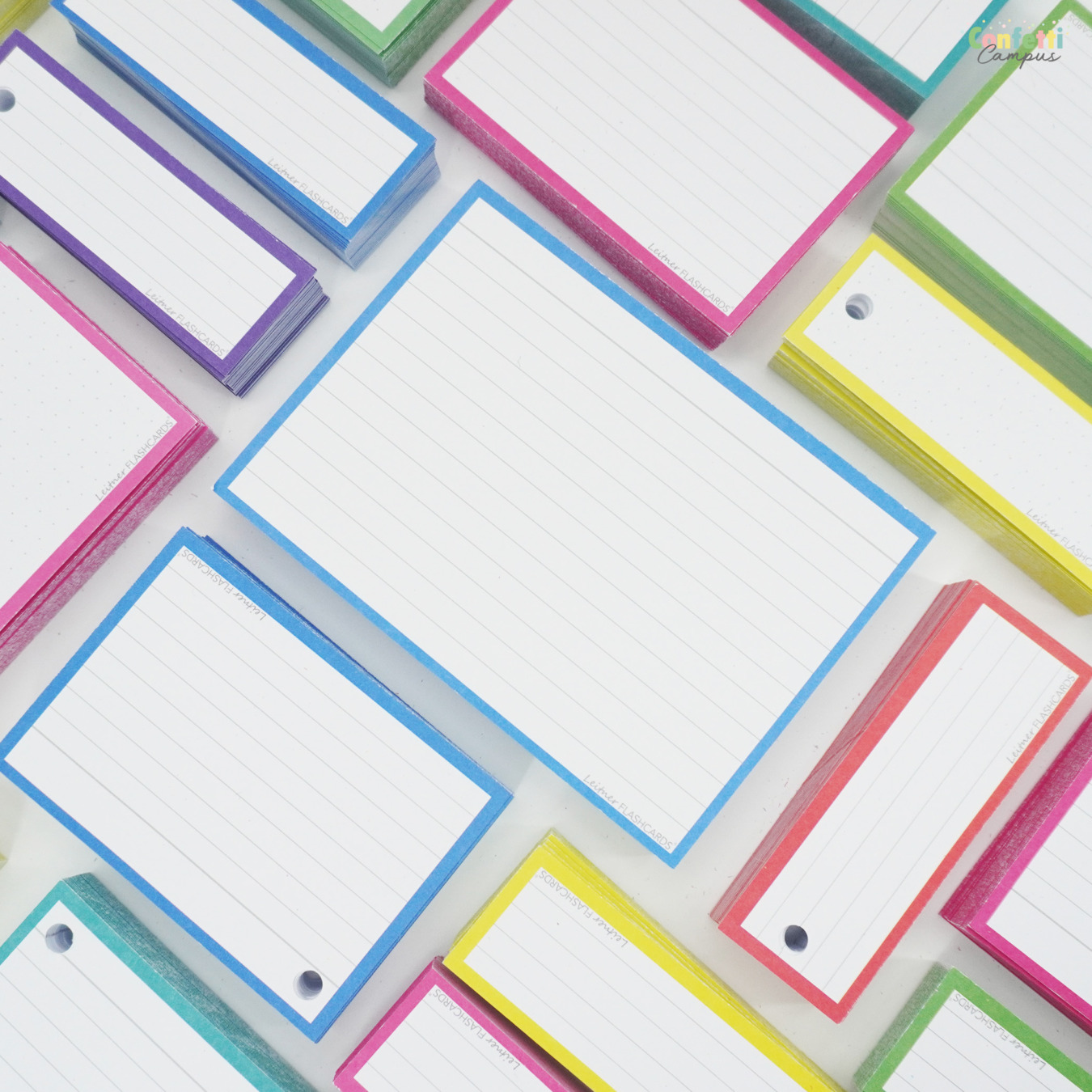 Leitner Flashcards Karteikarten A6 Blau Liniert