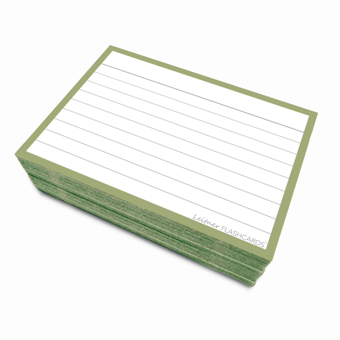 Leitner Flashcards Karteikarten A7 Olivgrün Liniert