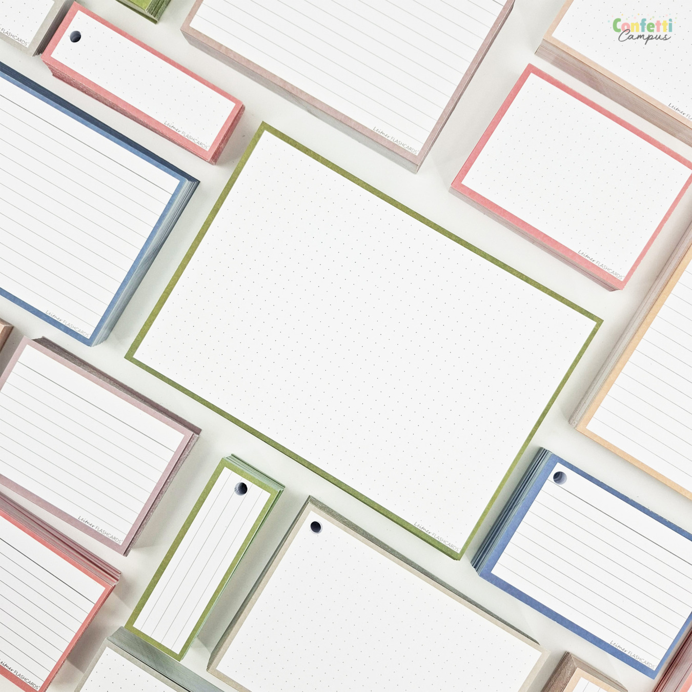 Leitner Flashcards Karteikarten A5 Olivgrün Dotted