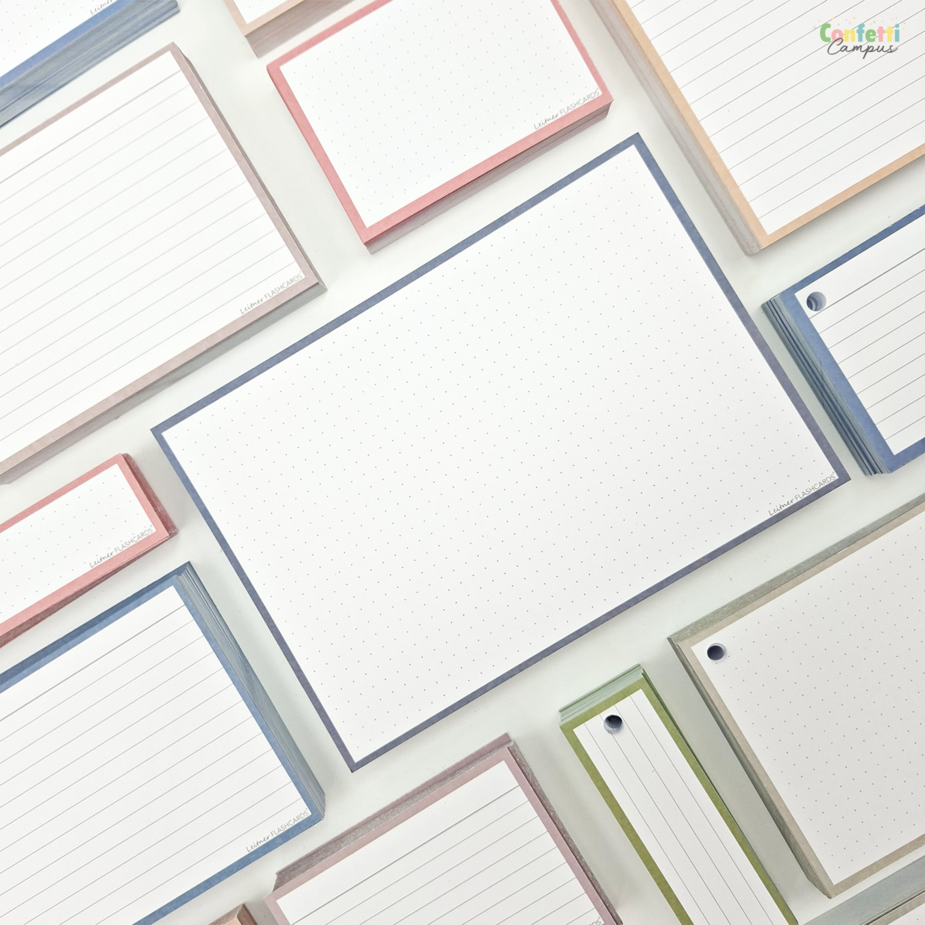Leitner Flashcards Karteikarten A5 Steel Blue Dotted