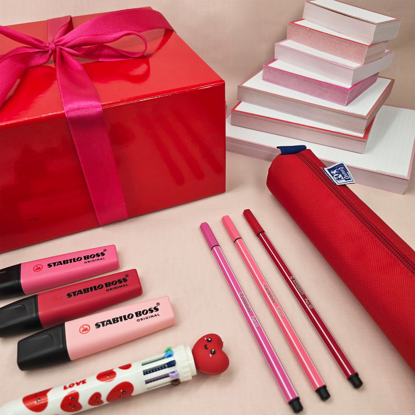 Karteikarten-Lernset Rot-Pink