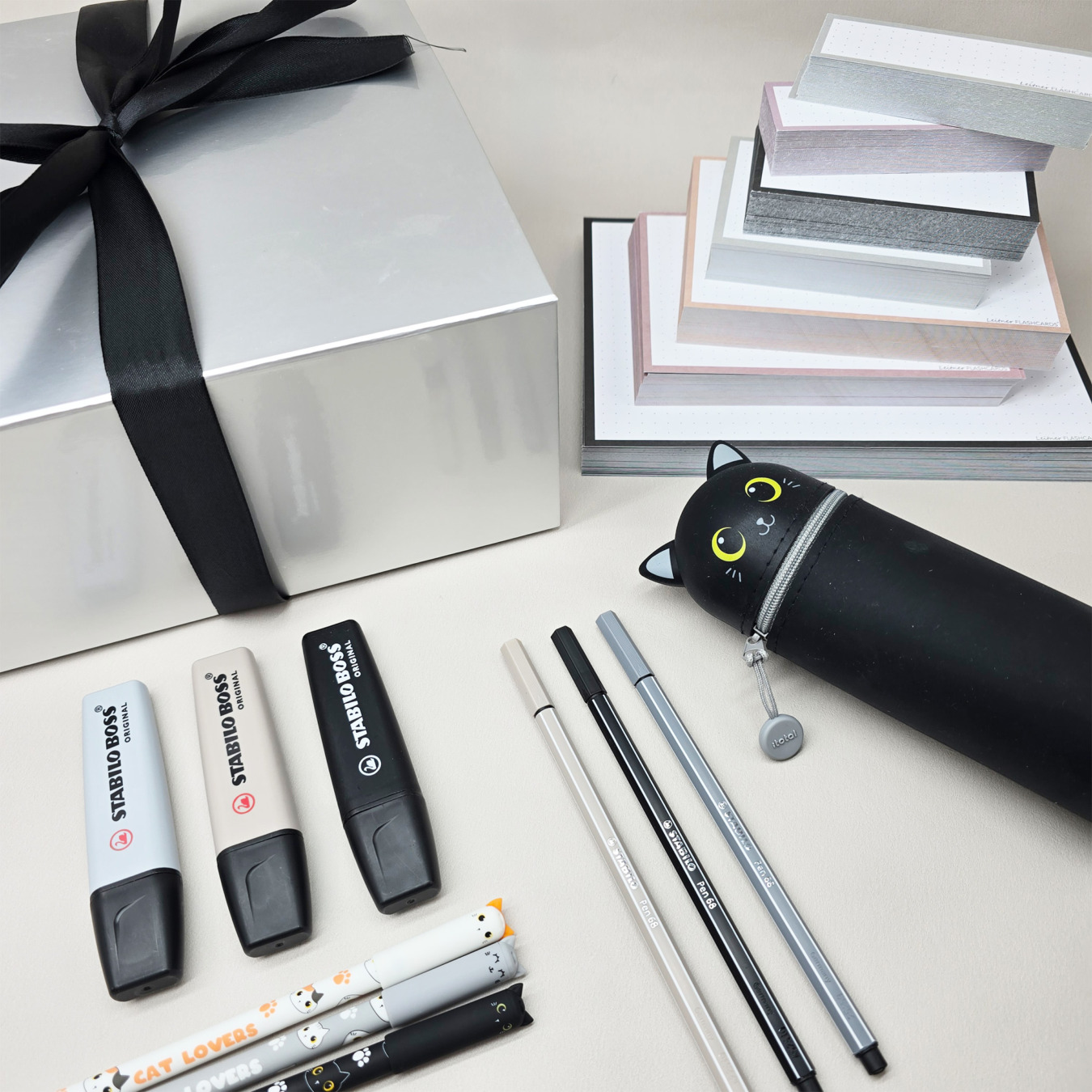 Karteikarten-Lernset Schwarz-Grau