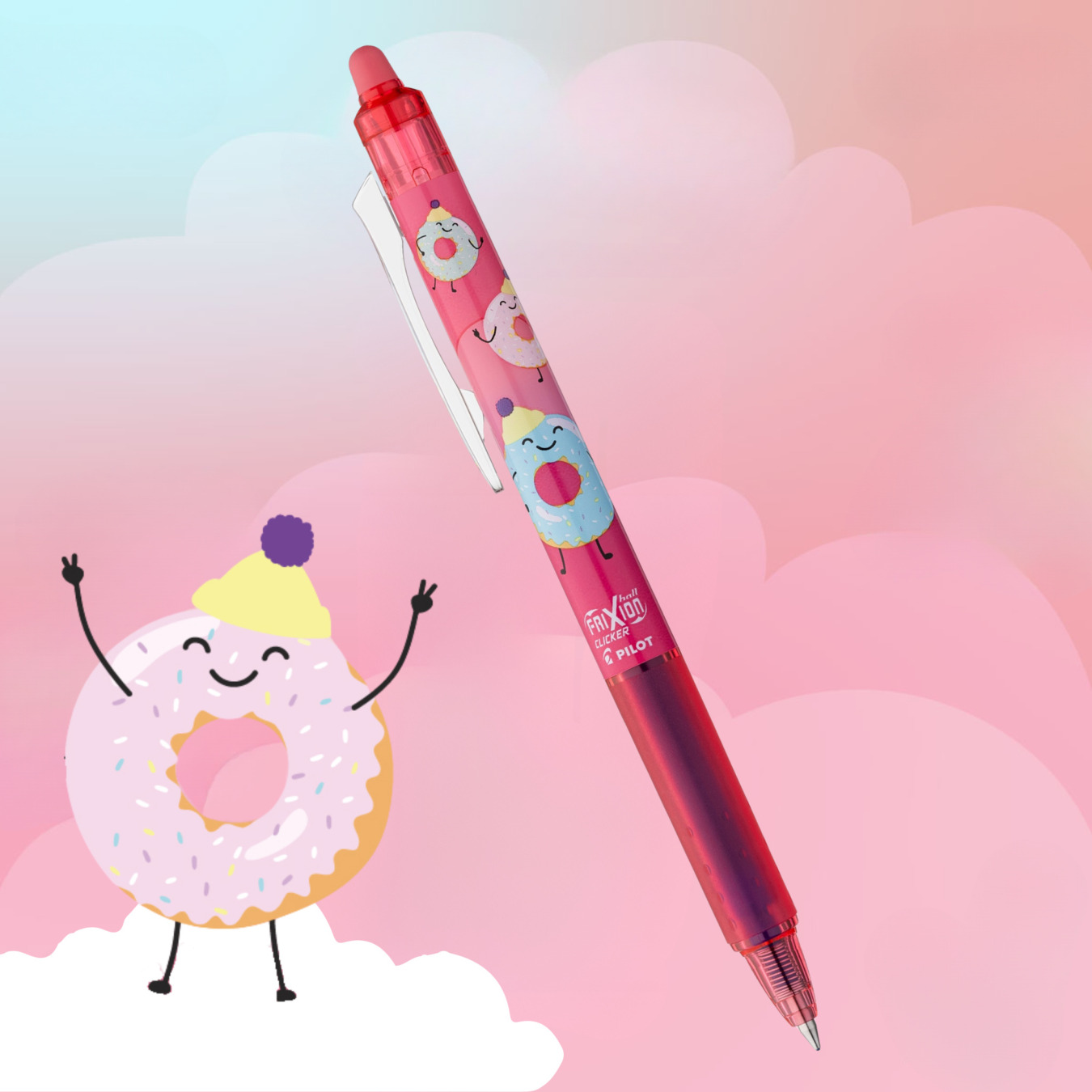 PILOT FriXion Clicker radierbarer Druck-Kugelschreiber Sweet Paradise Donut