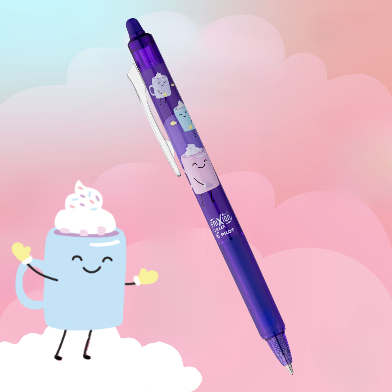 PILOT FriXion Clicker radierbarer Druck-Kugelschreiber Sweet Paradise Kakao