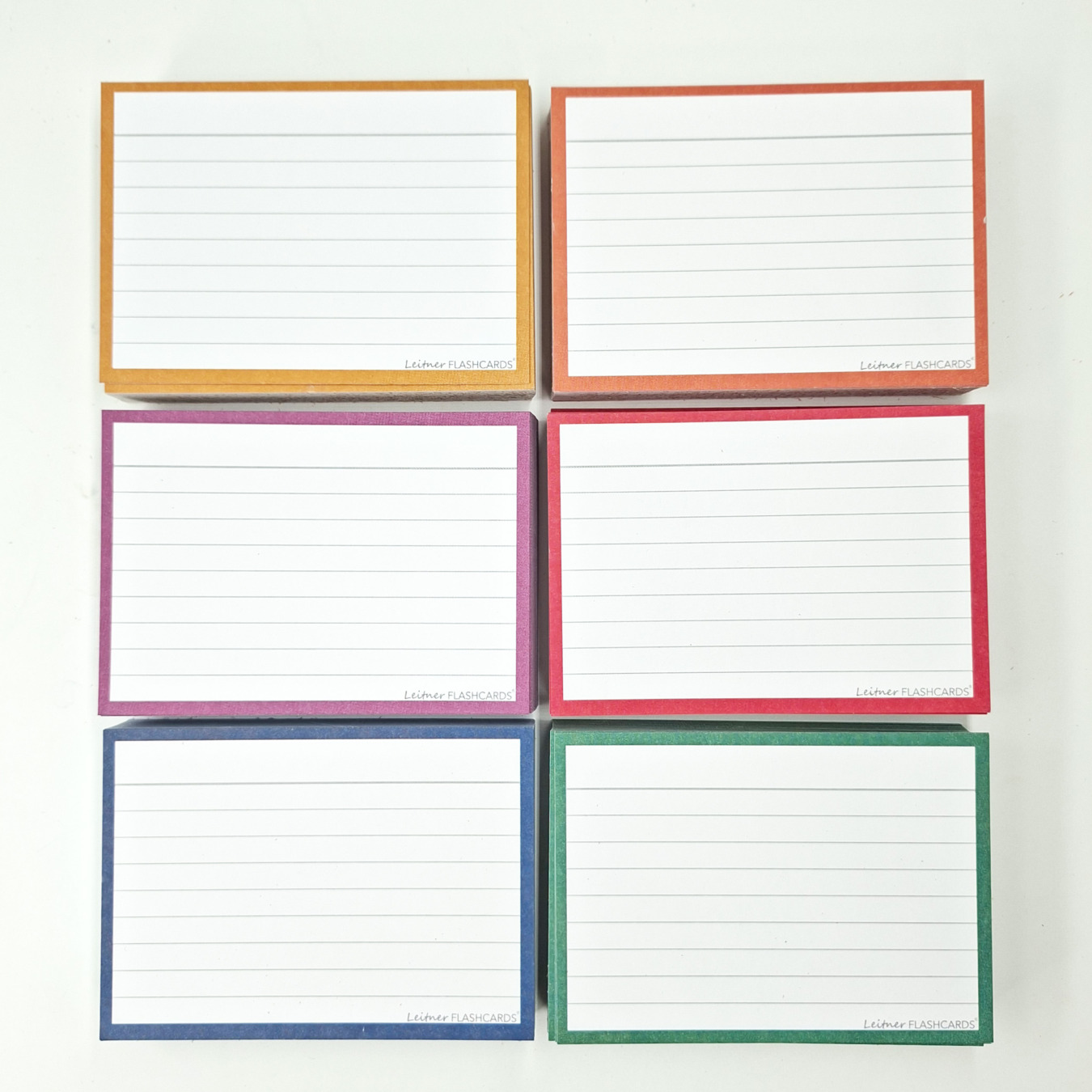 300 Leitner Flashcards Karteikarten Set mit 6 Päckchen A7 Mid Century Farben