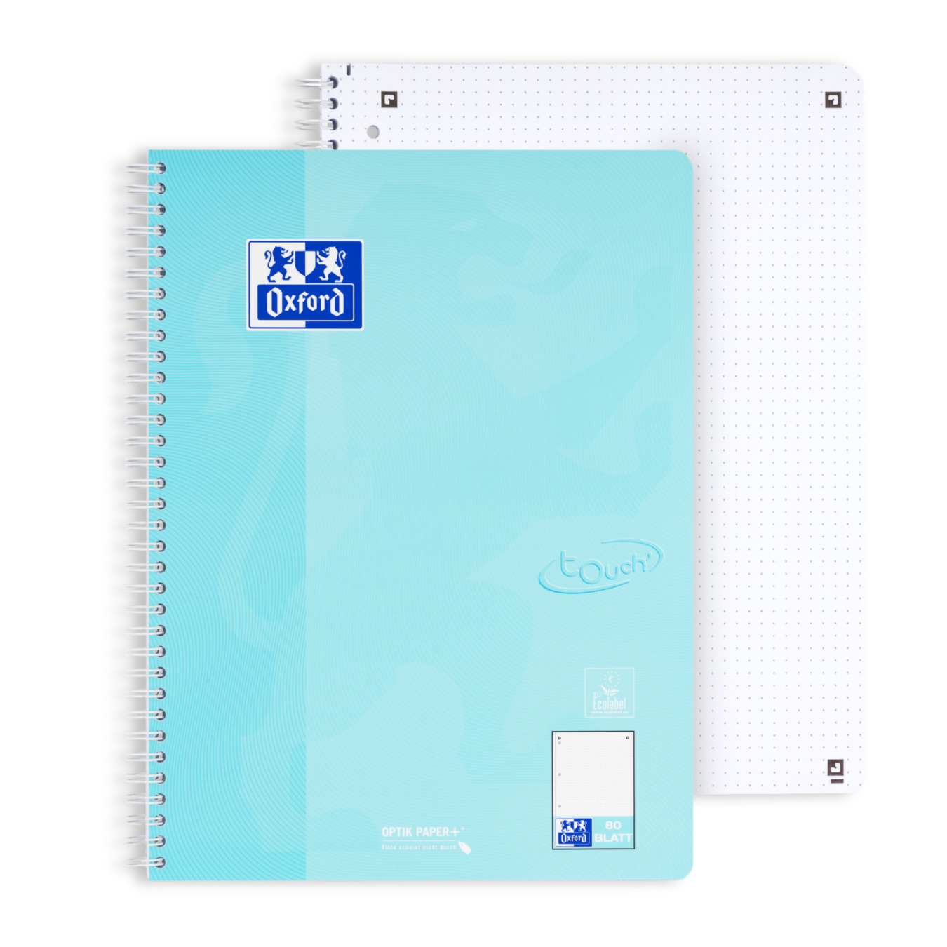 OXFORD punktkarierter Collegeblock A4 Touch’ Dotted Pastell Blau