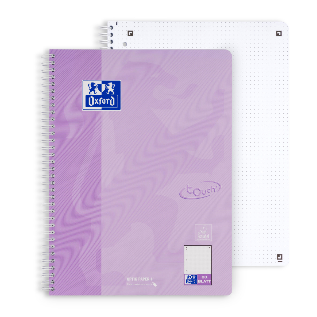 OXFORD punktkarierter Collegeblock A4 Touch’ Dotted Pastell Flieder
