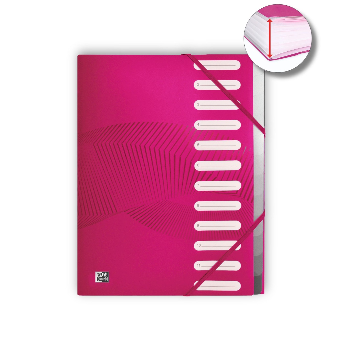 Oxford Fächermappe A4 mit 12 Fächern Plastik Pink