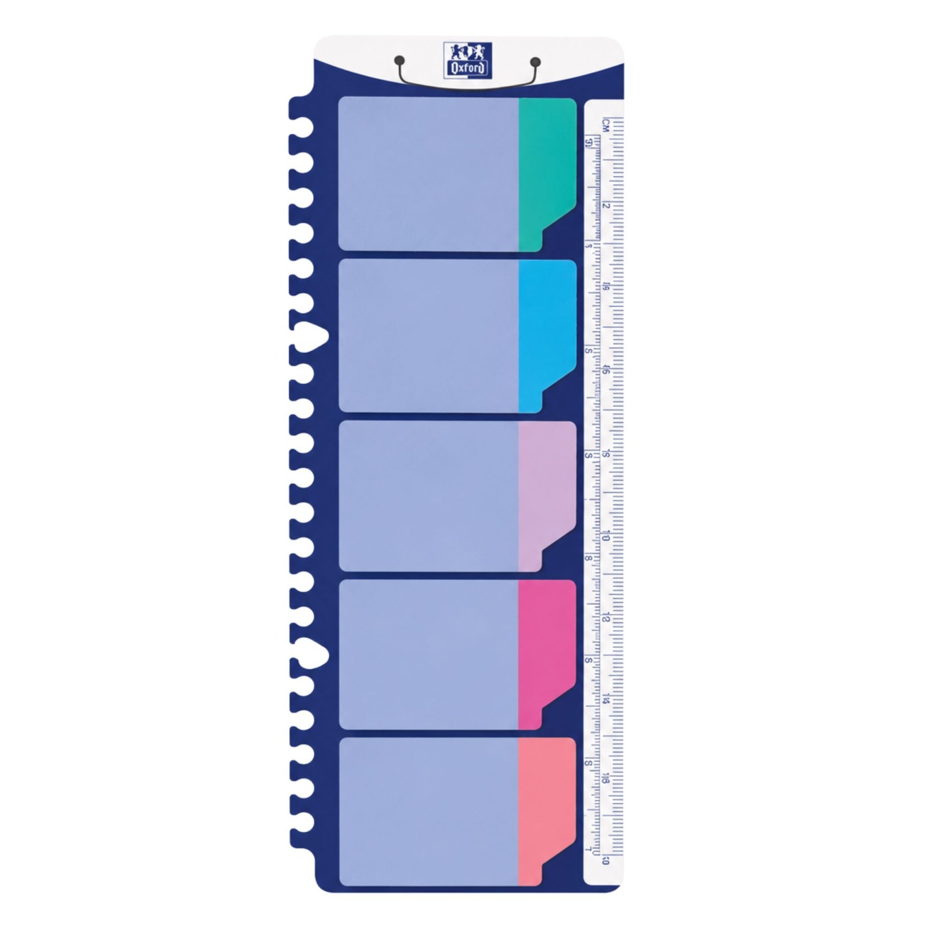 OXFORD Sticky Tab Trennblatt-Lineal mit 25 Klebe-Registern Blau