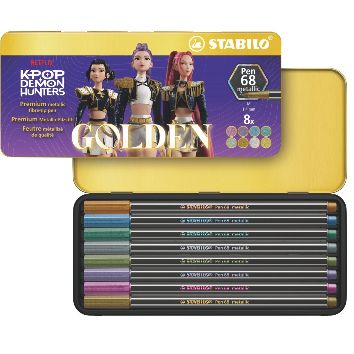 STABILO Pen 68 metallic Filzstift 8er Metalletui K-Pop Demon Hunter